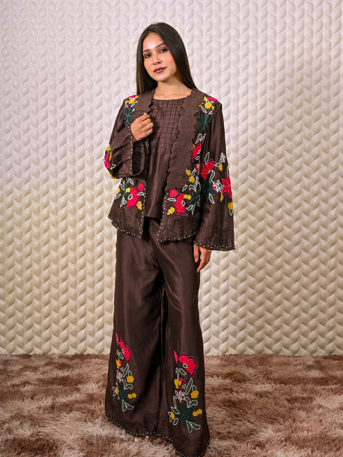 Brown Kurti with Cut & Thread Work